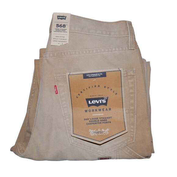 Levi's Workwear 568 Loose Double-knee Men's Pants Size 31x32 Distressed Tan NWT - Picture 6 of 14
